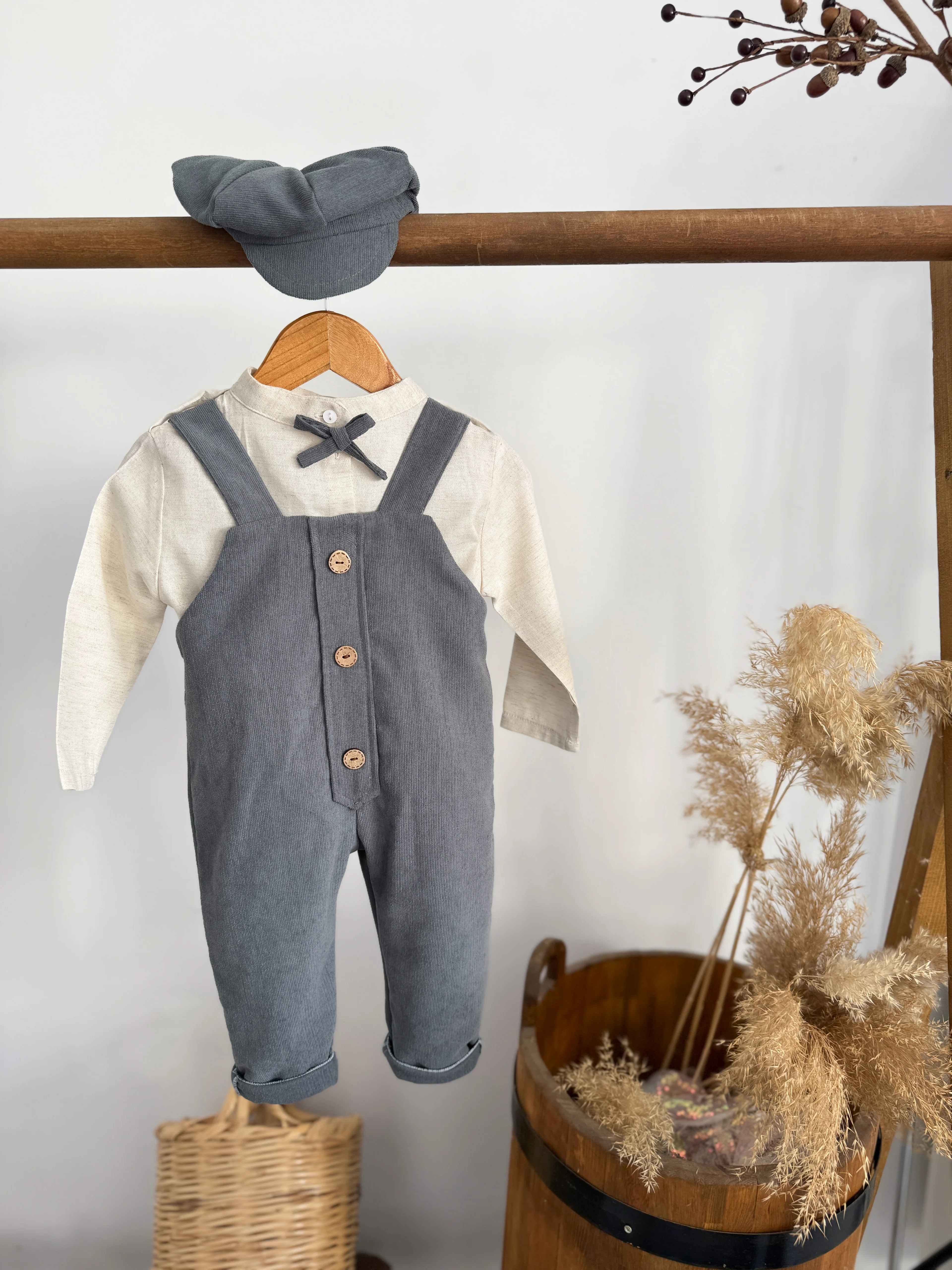 MAVİMSİ GRİ KADİFE BAHÇIVAN- GÖMLEK 