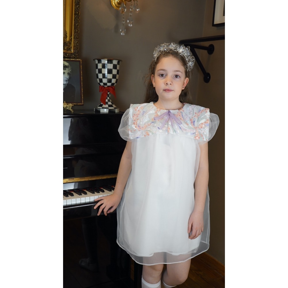 Denizci Yakalı Organze Elbise