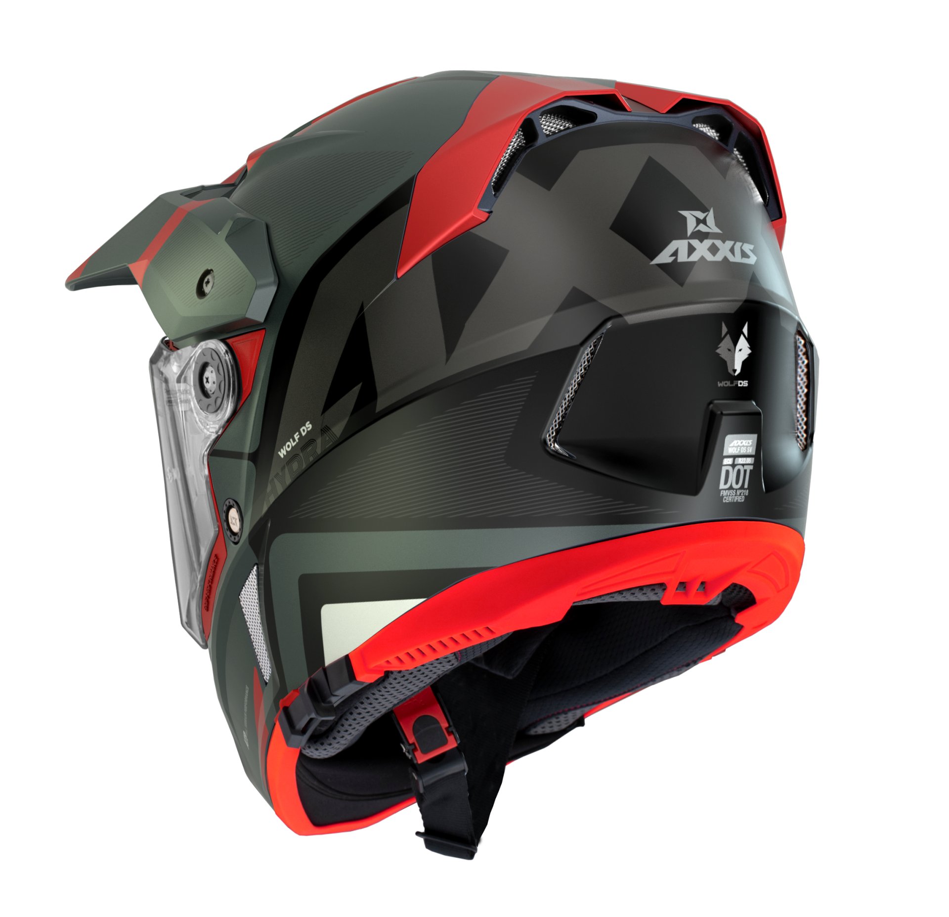 AXXIS WOLF DS HYDRA BLACK RED MATT Terekli Kask