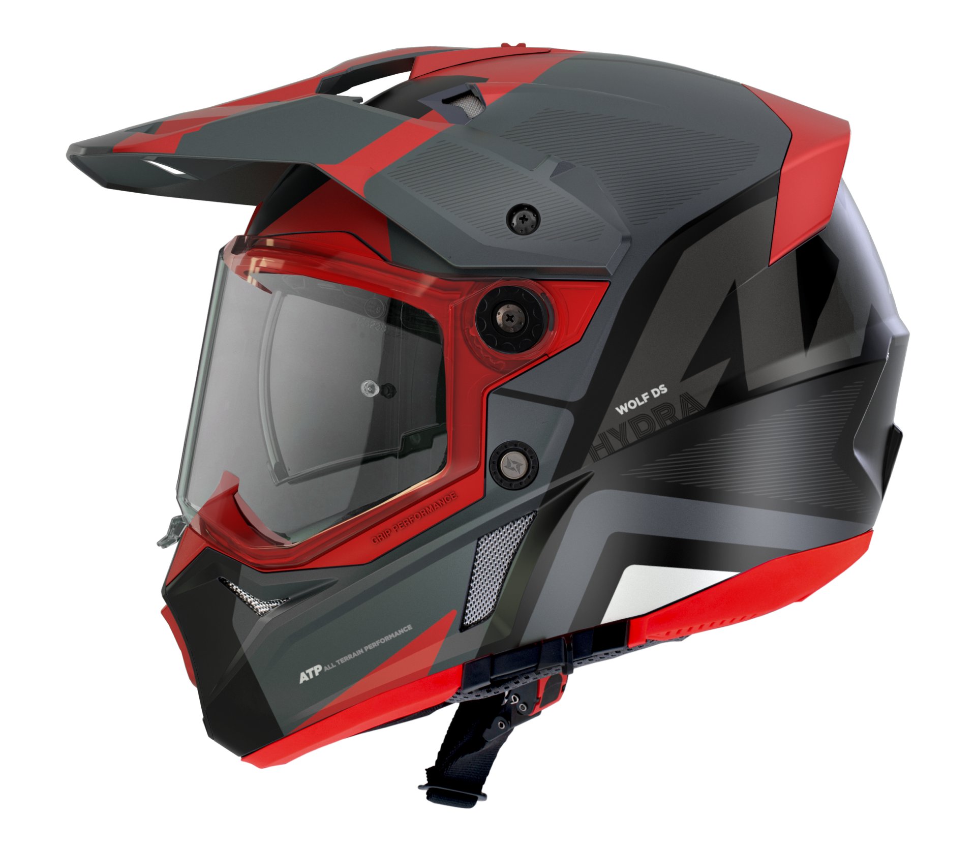 AXXIS WOLF DS HYDRA BLACK RED MATT Terekli Kask