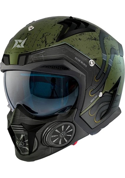 Axxis Hunter Sv Toxic C6 Matt Green Modüler Motosiklet Kaskı