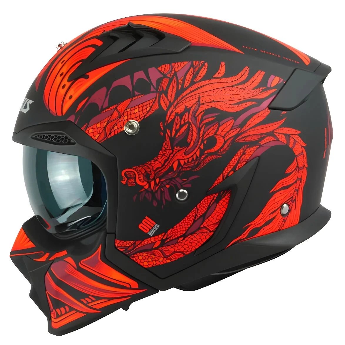 Axxis Hunter 980 Oni Mat Kırmızı Modüler Kask