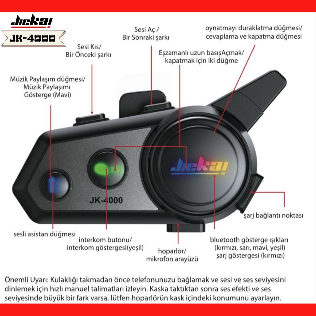 JİEKAİ JK-4000 İNTERKOM KULAKLIK SETİ
