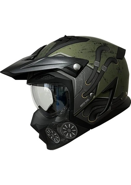 Axxis Hunter Sv Toxic C6 Matt Green Modüler Motosiklet Kaskı