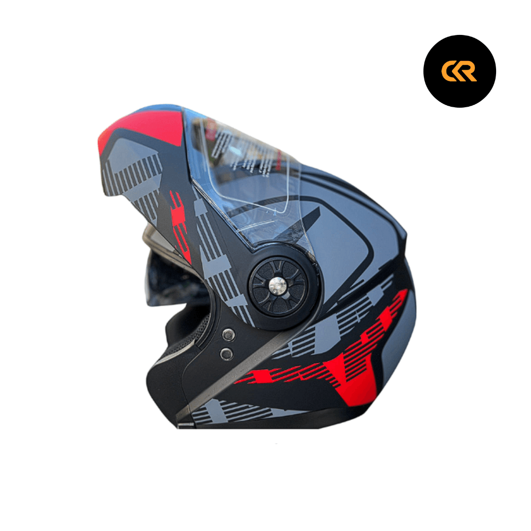 JK92 Z-1 Gri/Kırmızı Çene Açılır Kask