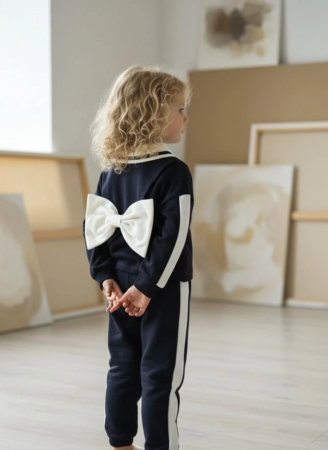 2-10 Yaş Kız Çocuk Fiyonk Detaylı 3’lü Çantalı Takım