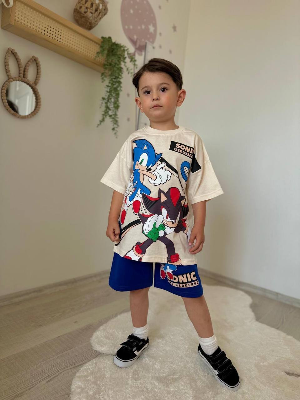 3-10 ERKEK ÇOCUK SONİC THE HEDGEHOG ŞORT TAKIM 