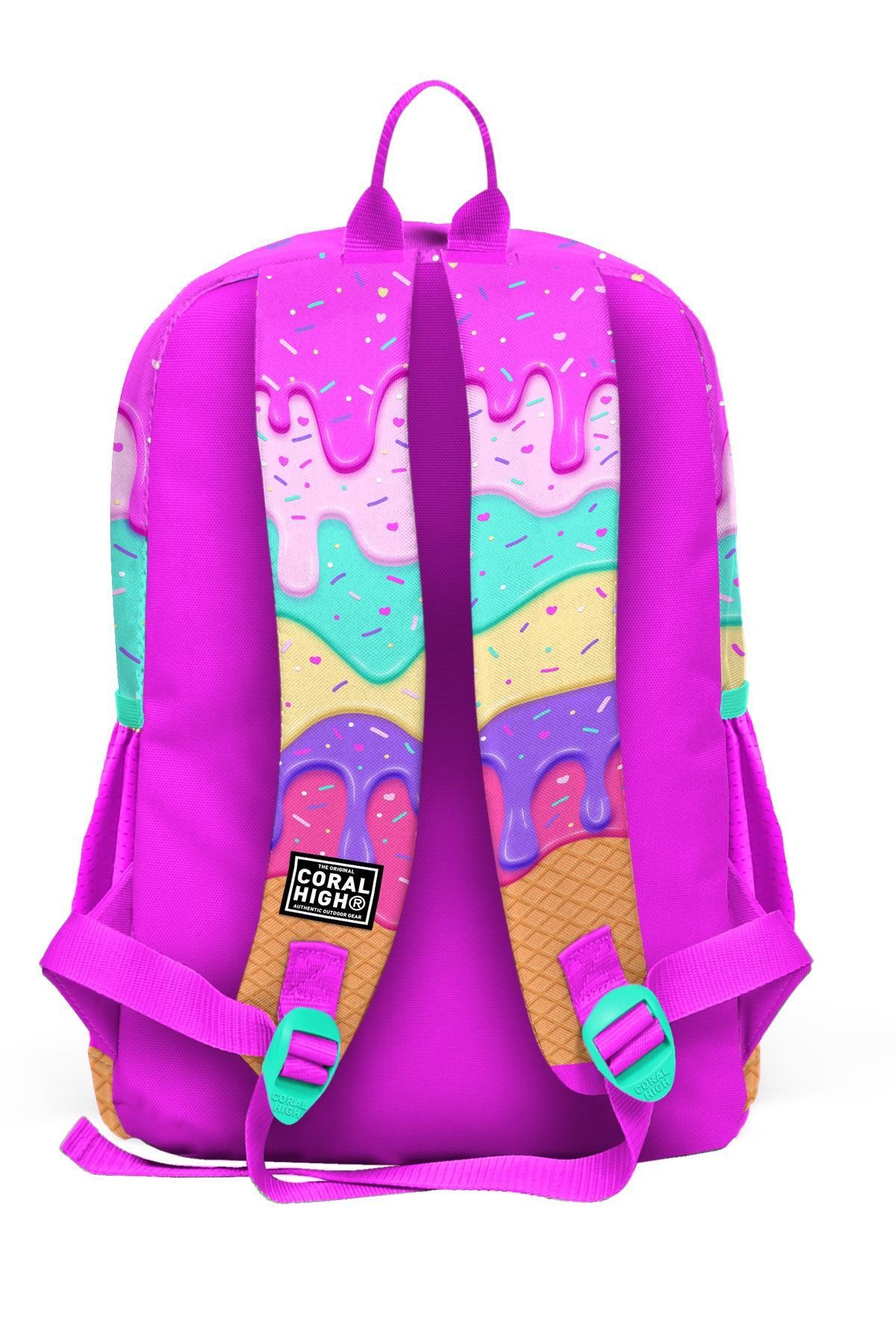 Coral High Kids Pembe Rengarenk Dondurma Desenli Okul Sırt Çantası