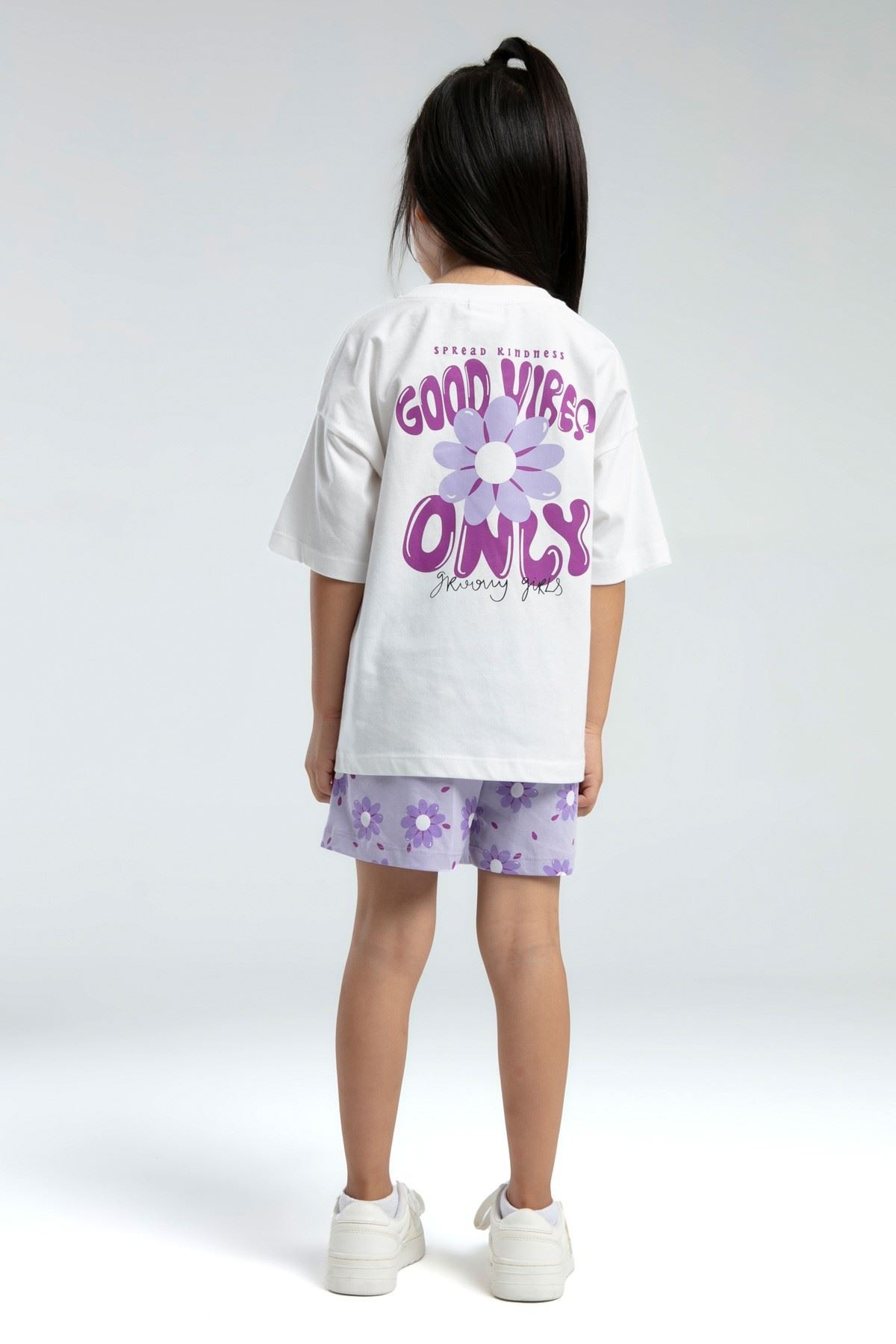 2-15 Yaş Good Vibes Flower Kız Çocuk Takım - LİLA