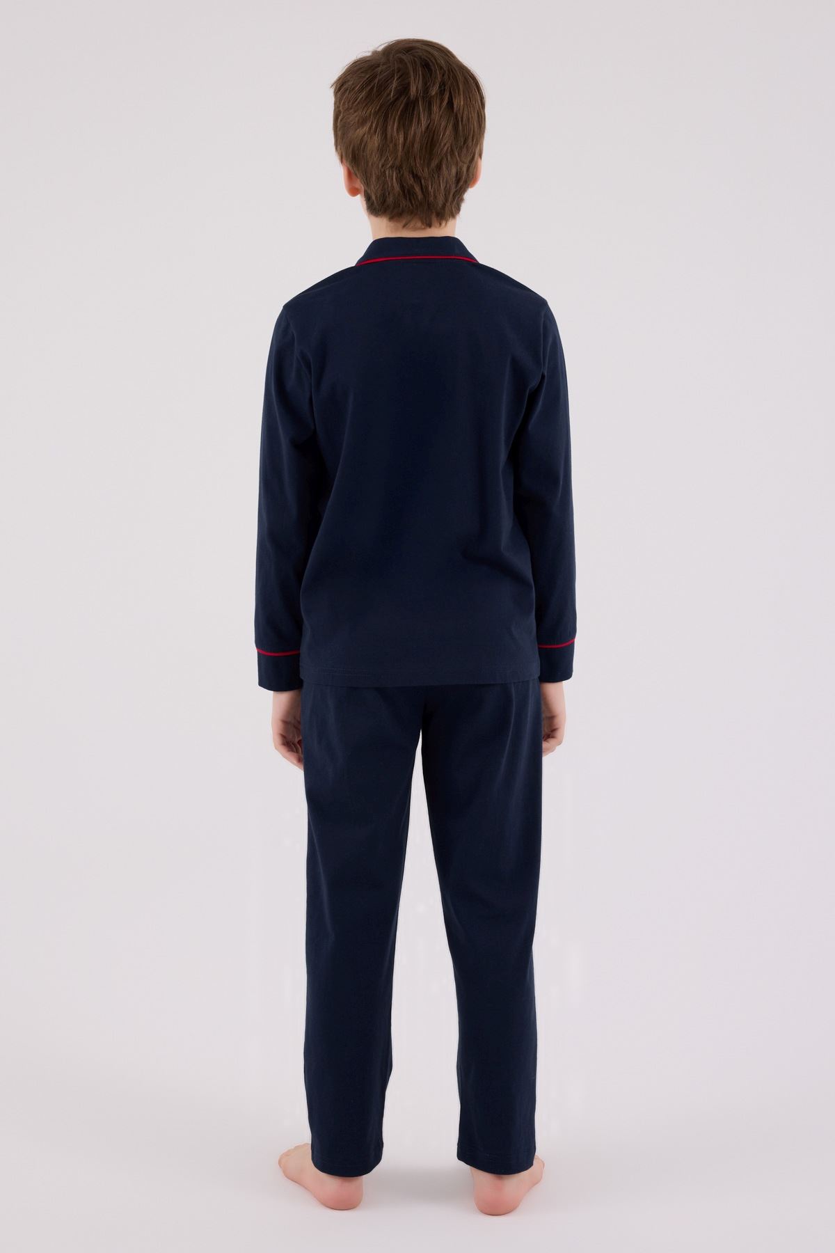 4-15 Yaş Lisanslı Us Polo Assn Erkek Çocuk Pijama Takım-Lacivert