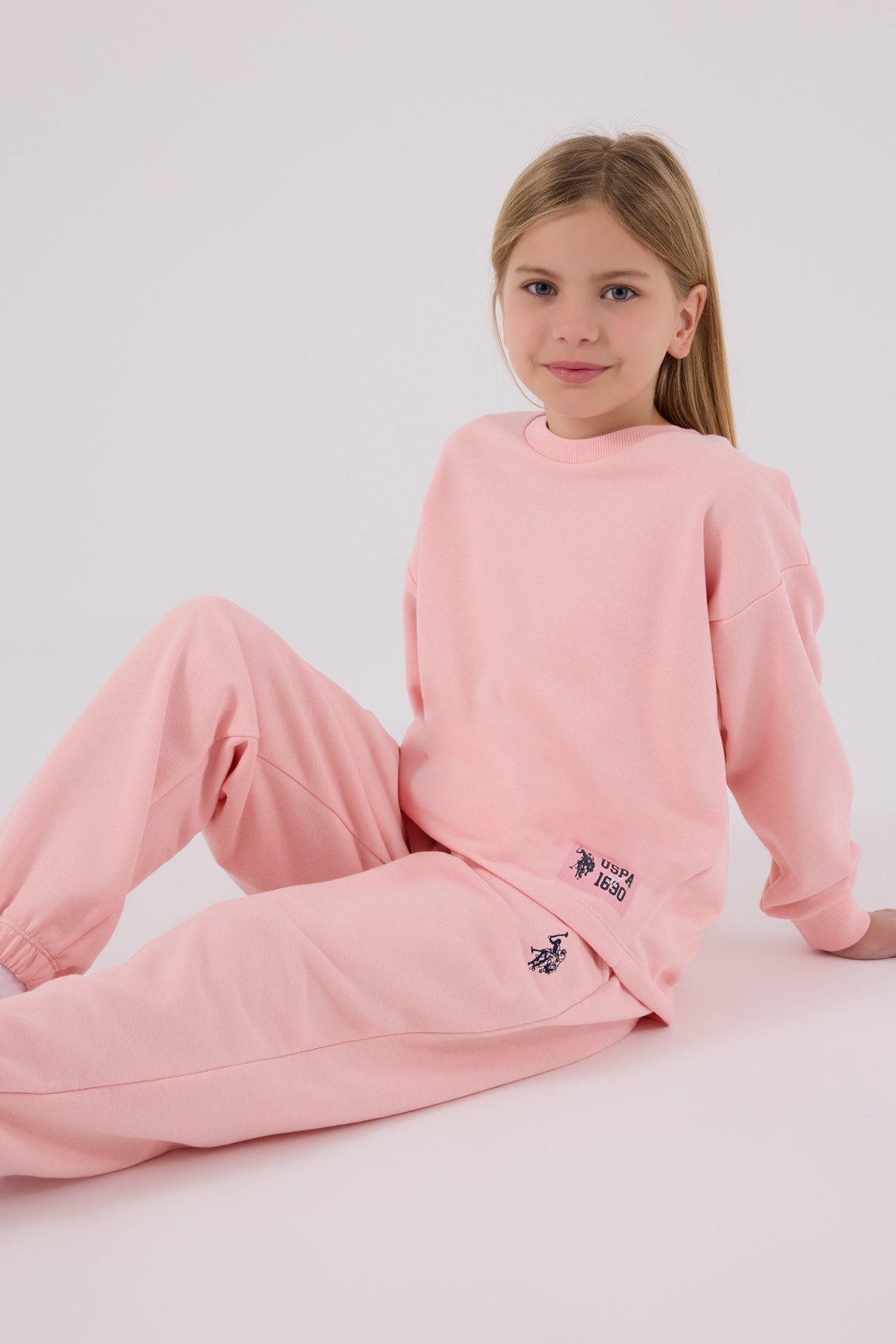 4-8 Yaş Kız Çocuk US Polo Assn Lisanslı Pembe Eşofman Takımı