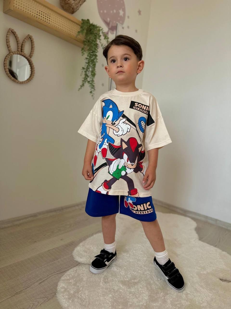 3-10 ERKEK ÇOCUK SONİC THE HEDGEHOG ŞORT TAKIM 