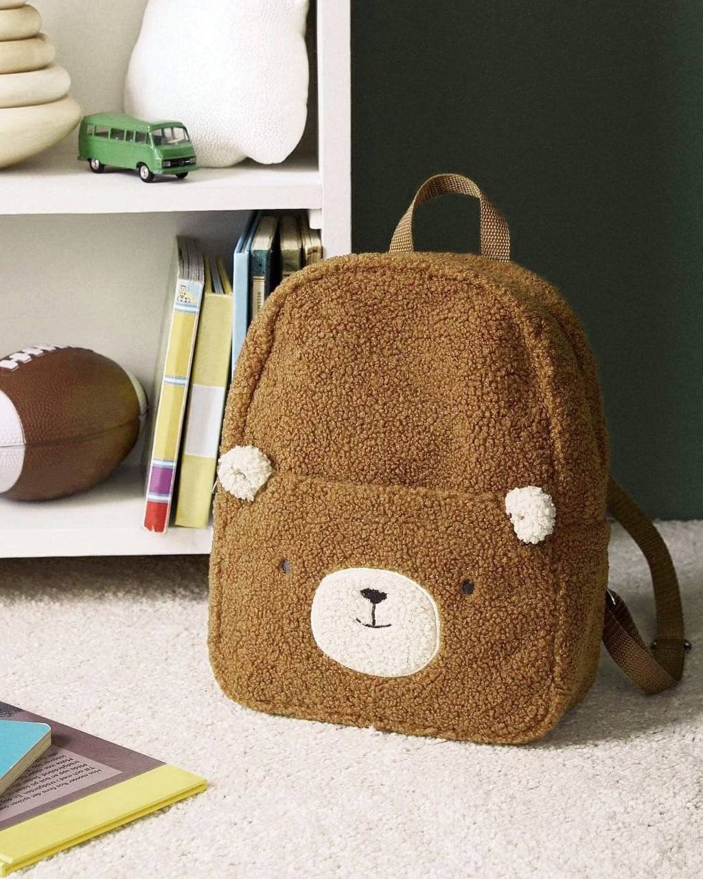Pelüş Ayıcık Desenli Çocuk Sırt Çantası – Kahverengi