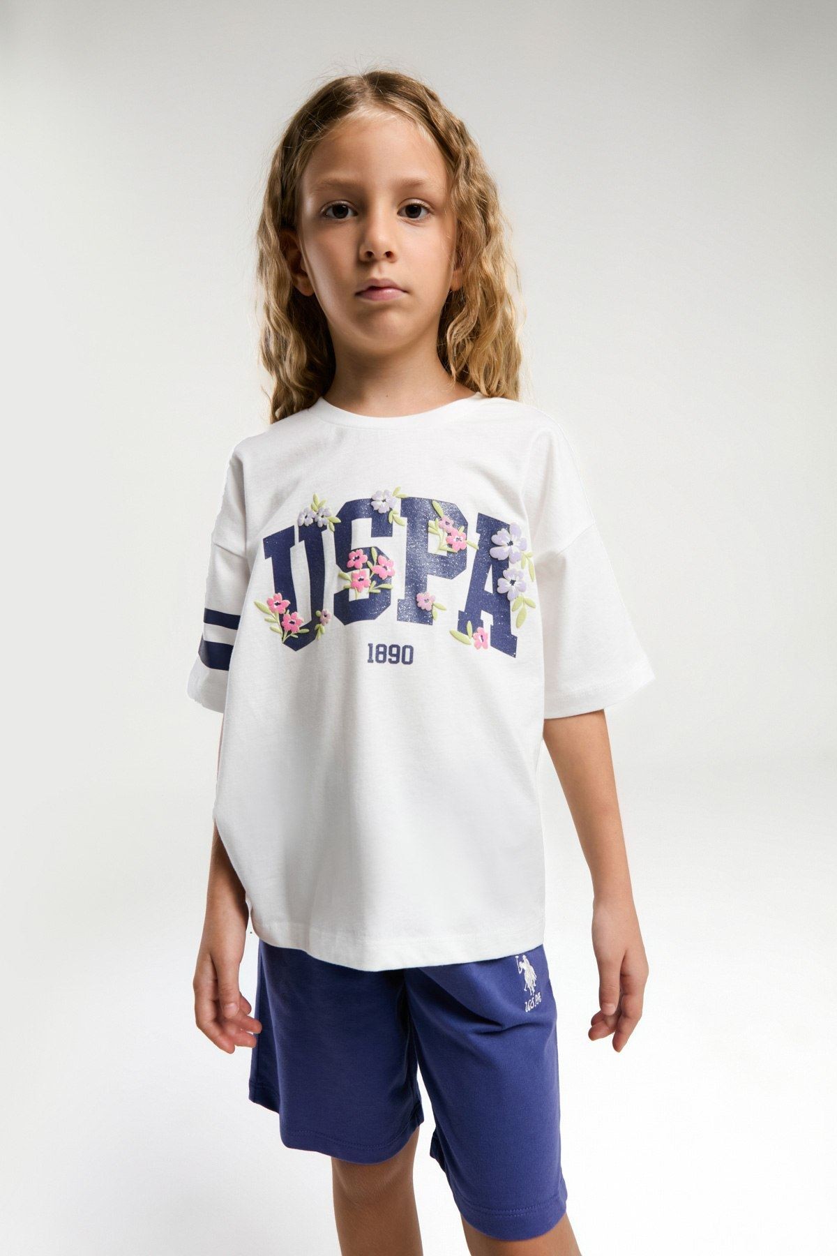 4-15 Yaş Lisanslı Us Polo Assn Kız Çocuk Takım-Beyaz