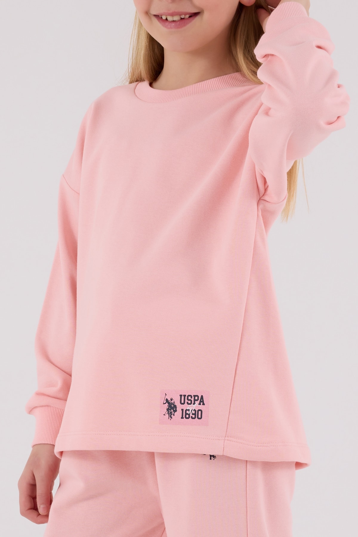 4-8 Yaş Kız Çocuk US Polo Assn Lisanslı Pembe Eşofman Takımı