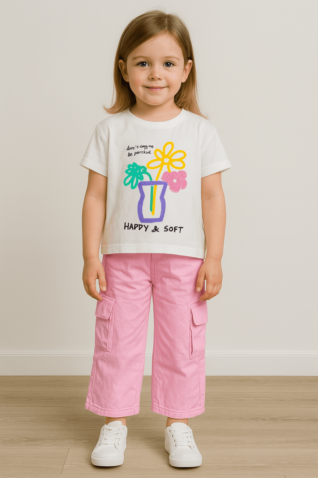 1-5 YAŞ KIZ ÇOCUK HAPPY SOFT T-SHİRT PANTOLON TAKIM
