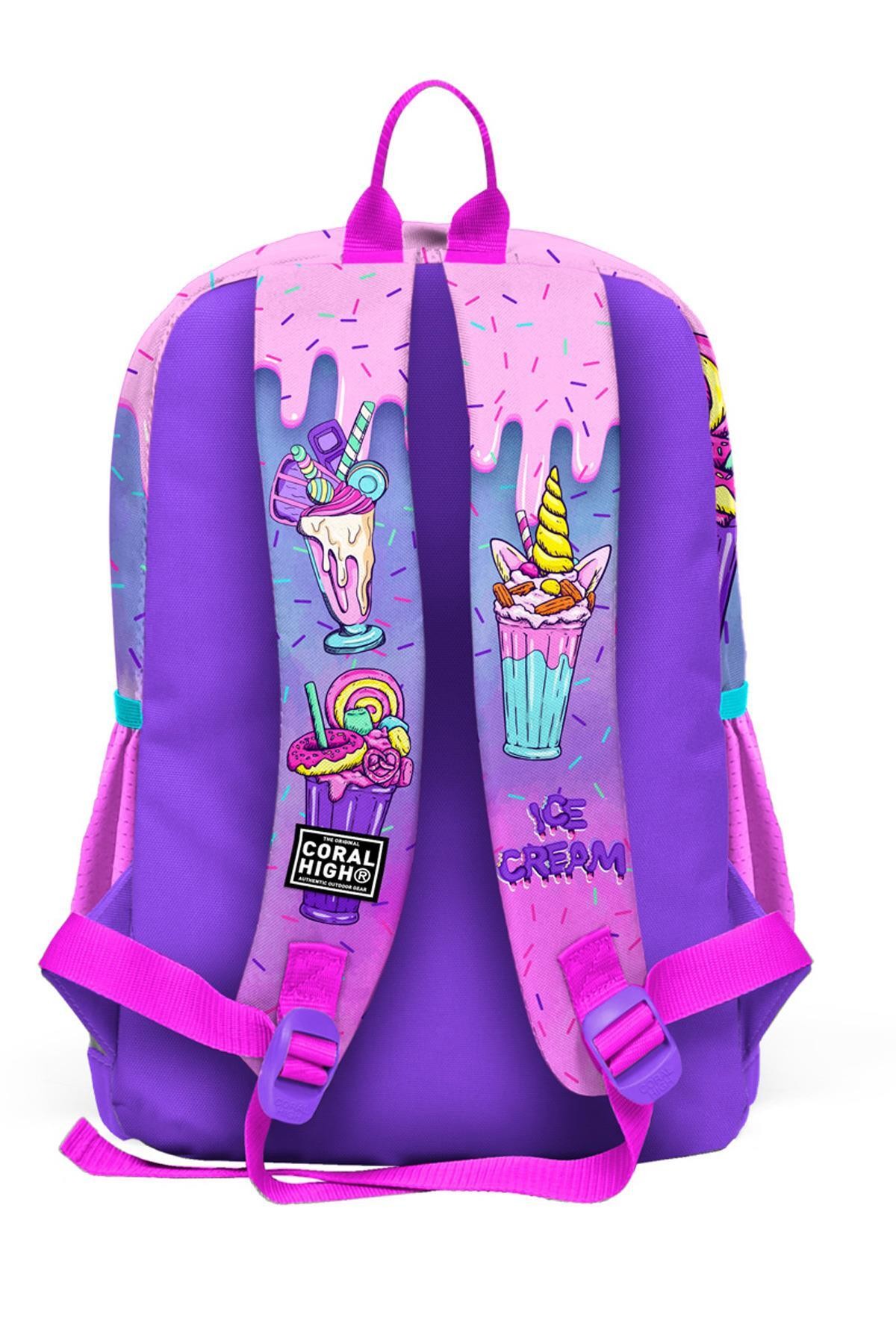 Coral High Kids Pembe Mor Milkshake Dondurma Desenli Okul Sırt Çantası 
