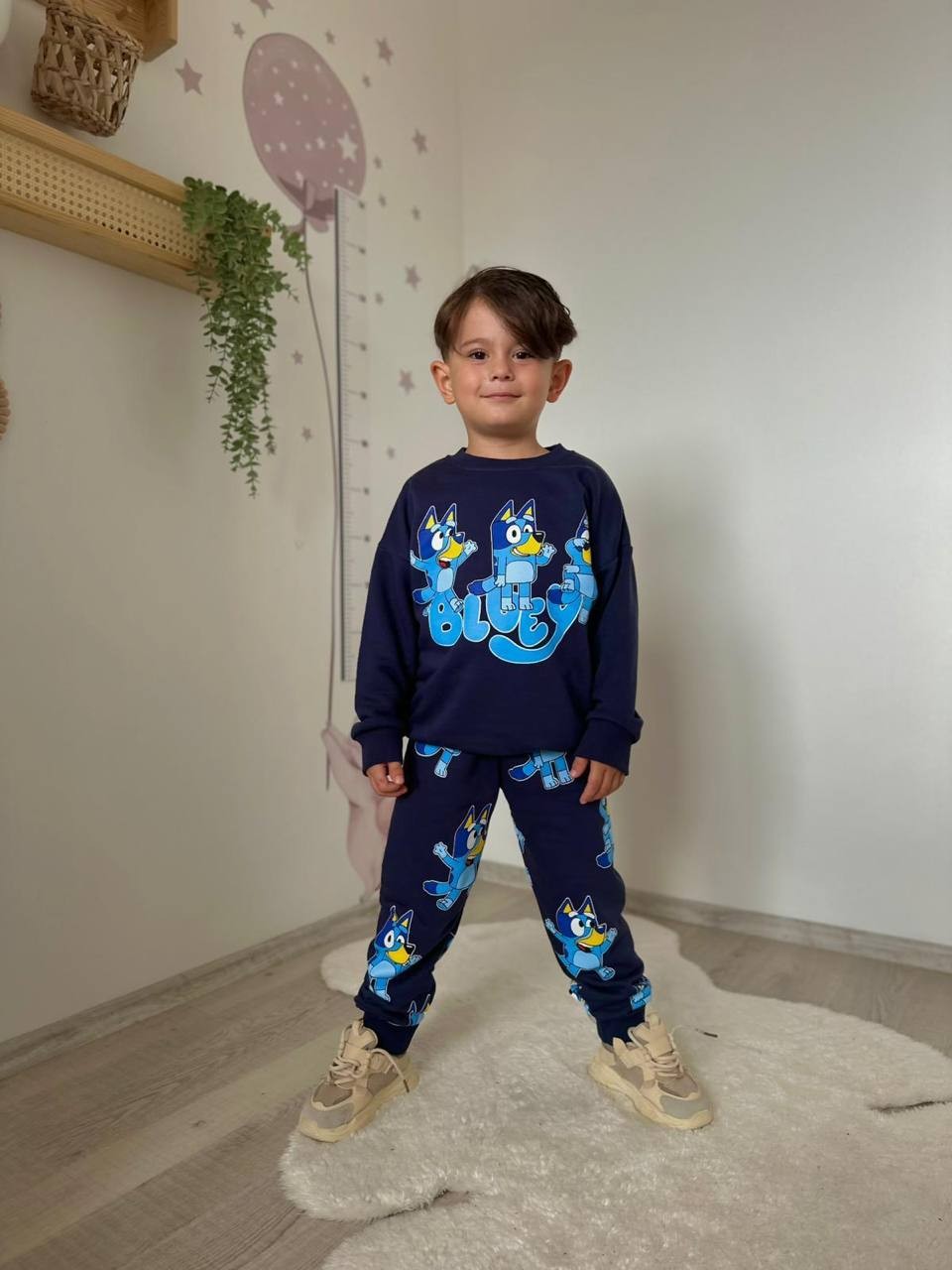3-10 Yaş Erkek Çocuk Lacivert Bluey Baskılı Eşofman Takımı
