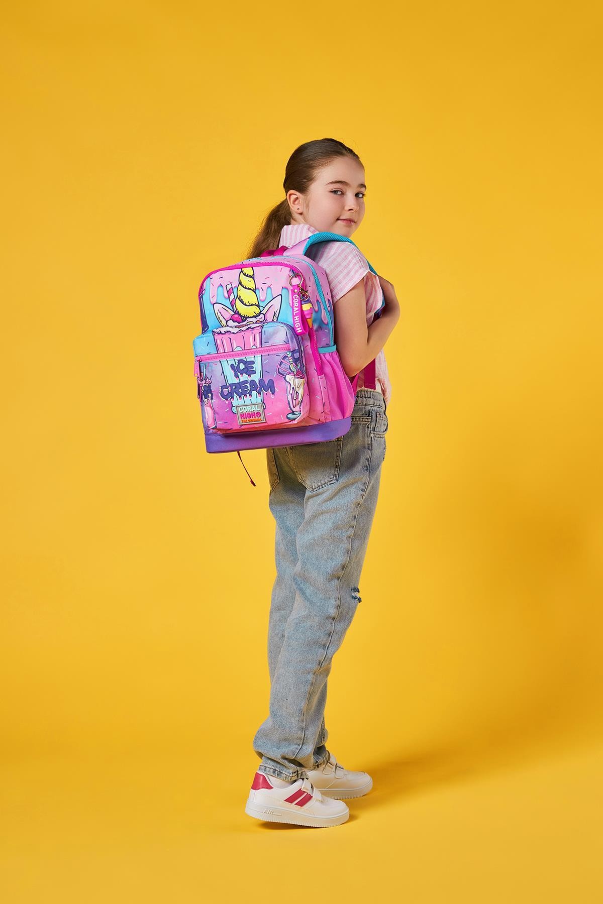 Coral High Kids Pembe Mor Milkshake Dondurma Desenli Okul Sırt Çantası 