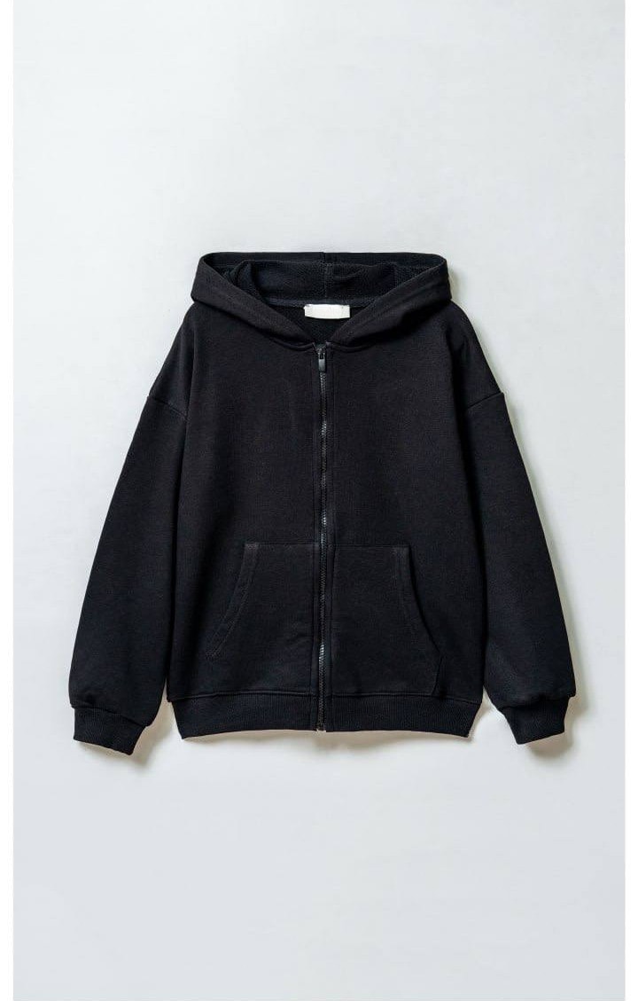 4-12 Yaş Unisex Çocuk Fermuarlı Kapüşonlu Sweatshirt