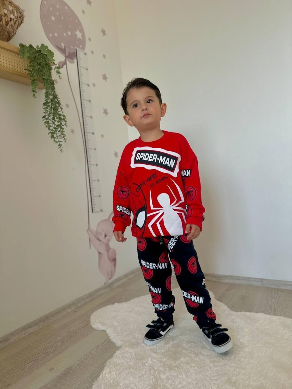 3-10 Yaş Erkek Çocuk Spider-Man Eşofman Takımı - Kırmızı Siyah