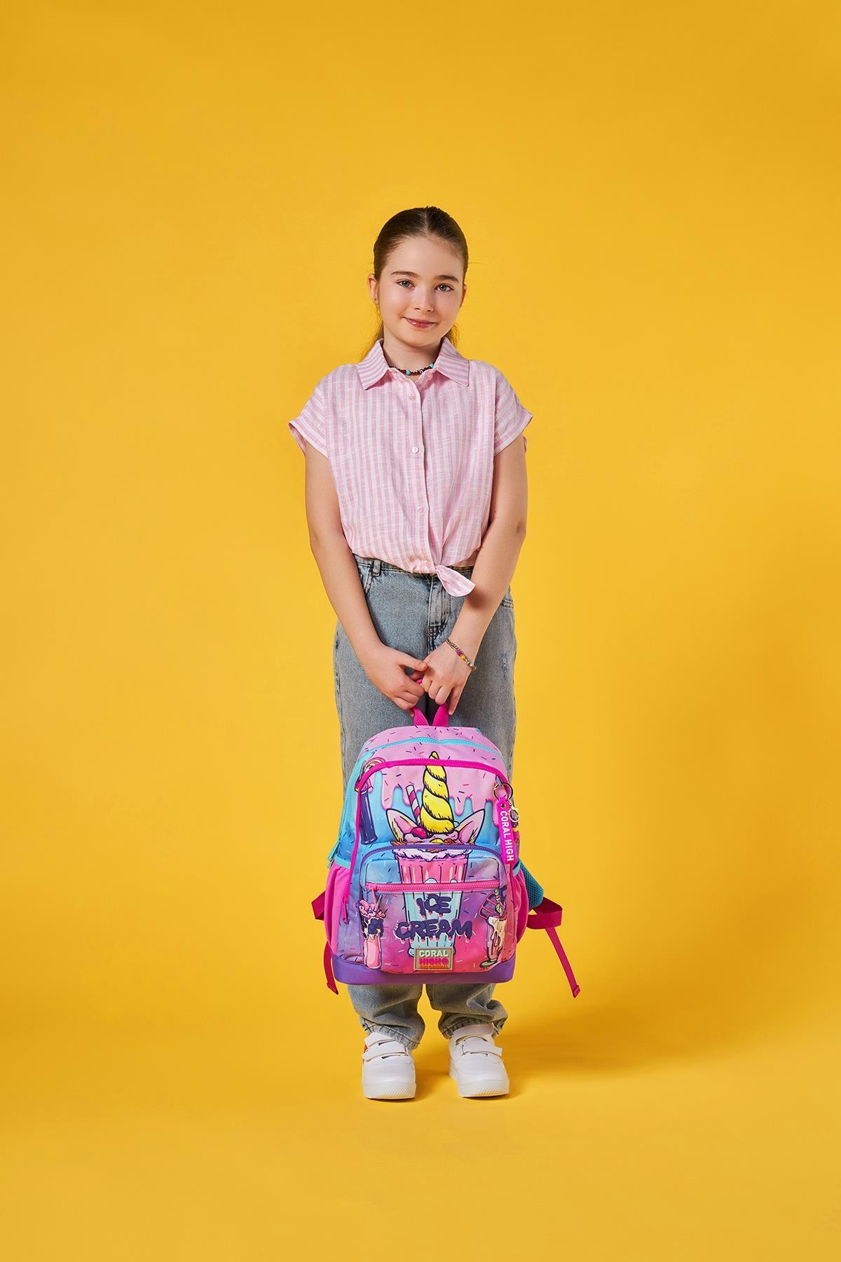 Coral High Kids Pembe Mor Milkshake Dondurma Desenli Okul Sırt Çantası 