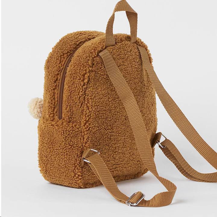 Pelüş Ayıcık Desenli Çocuk Sırt Çantası – Kahverengi