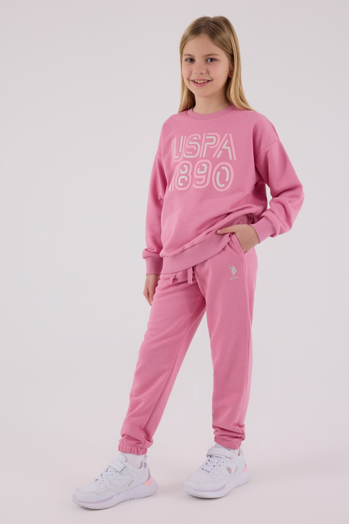 4-15 Yaş Kız Çocuk US Polo Assn Lisanslı Pembe Eşofman Takımı