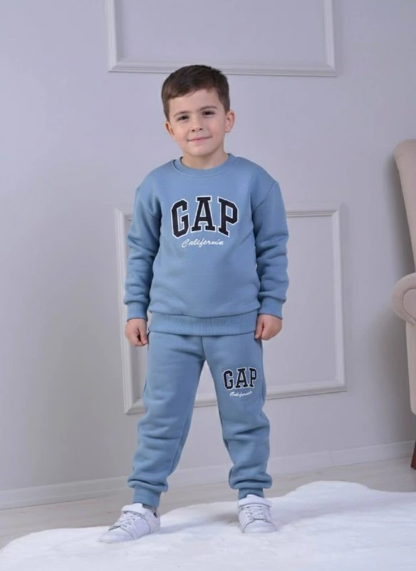 3-10 Yaş Erkek Çocuk California Baskılı 3 İplik Şardonlu Eşofman Takımı