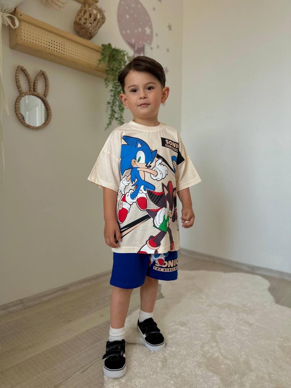3-10 ERKEK ÇOCUK SONİC THE HEDGEHOG ŞORT TAKIM 