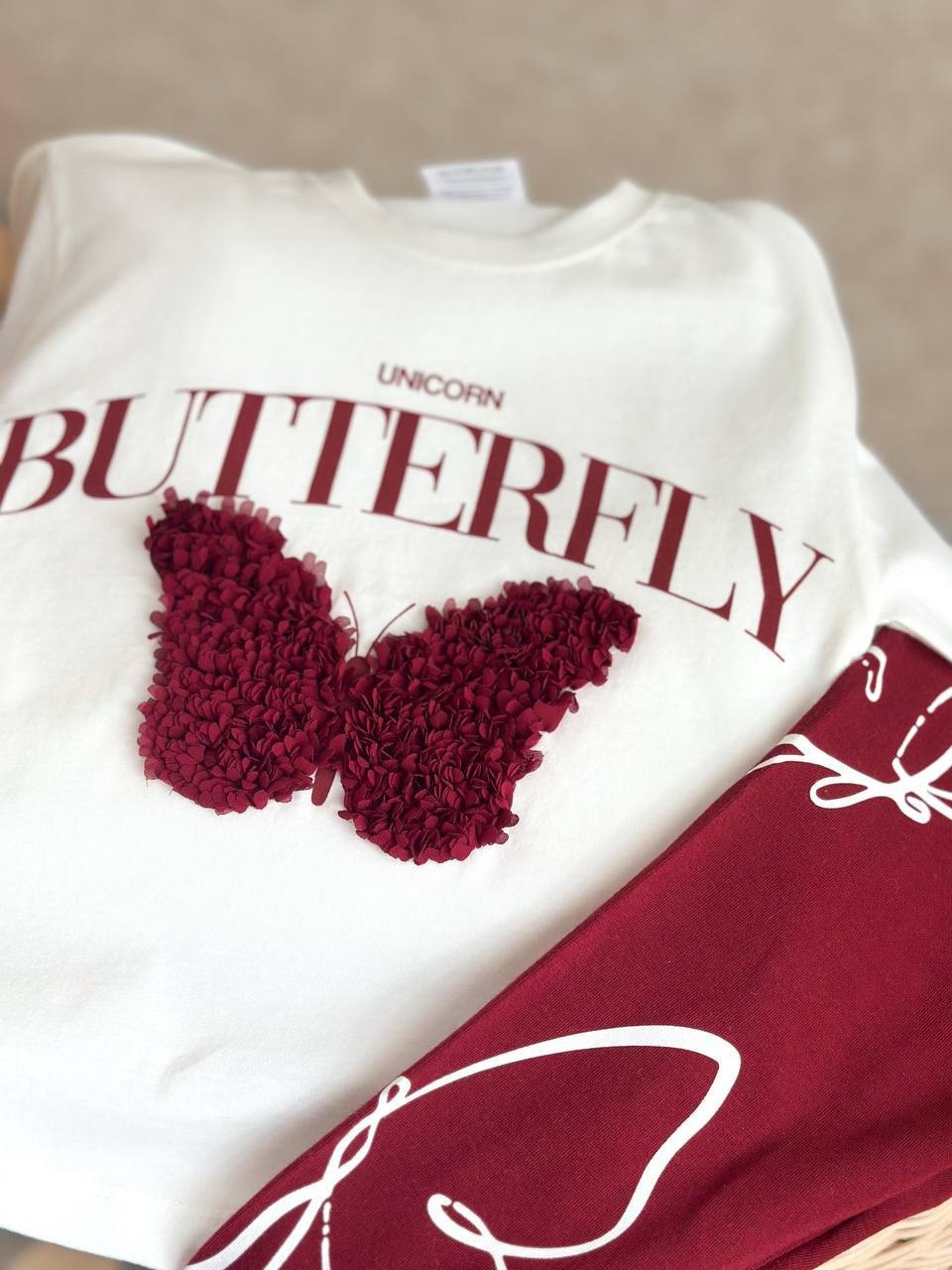 2-8 YAŞ KIZ ÇOCUK BUTTERFLY 3D TSHİRT TAKIM
