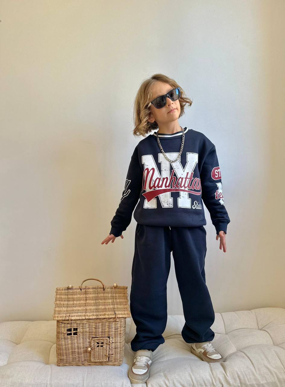 5-14 Yaş Erkek Çocuk Manhattan Baskılı Eşofman Takımı