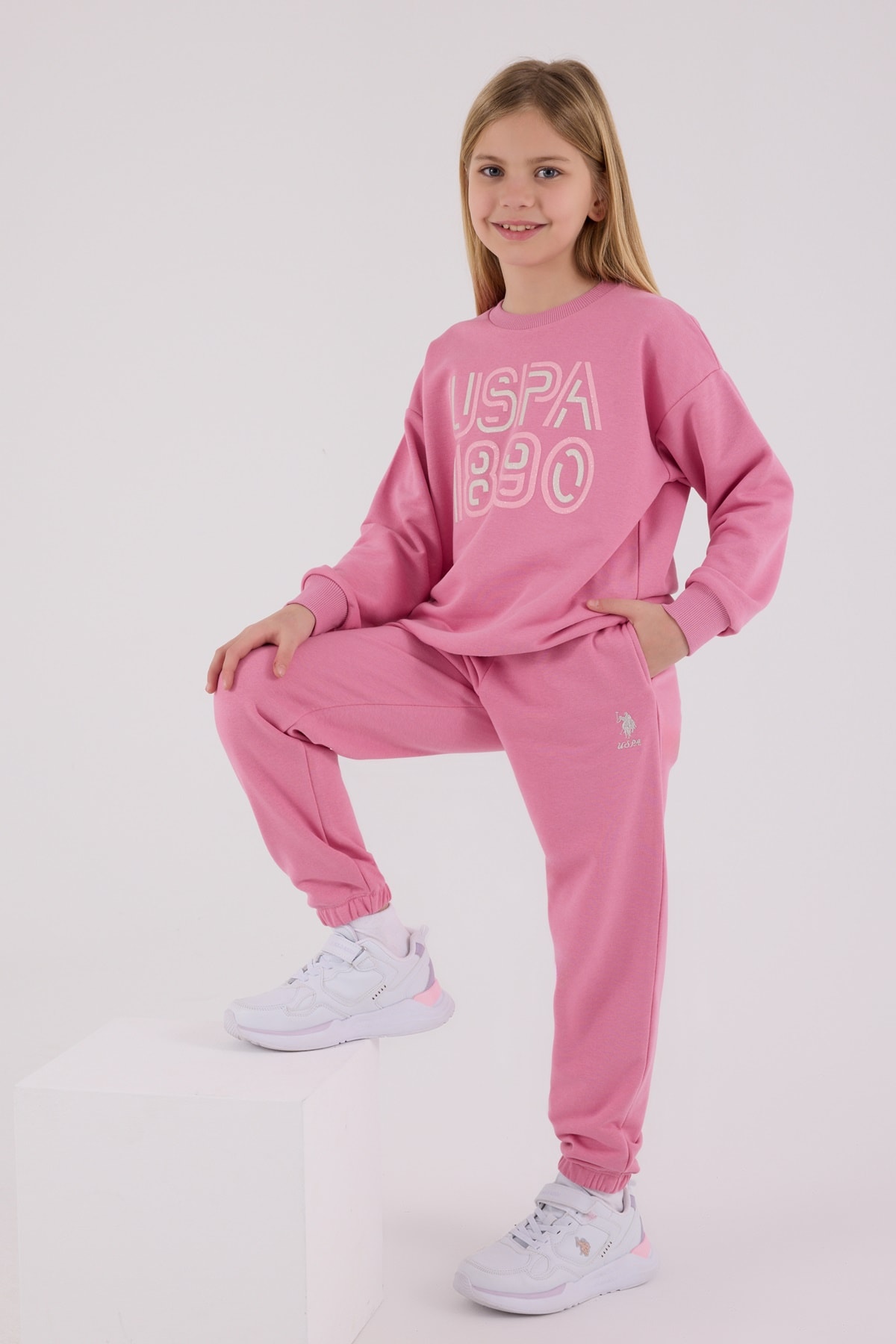 4-15 Yaş Kız Çocuk US Polo Assn Lisanslı Pembe Eşofman Takımı