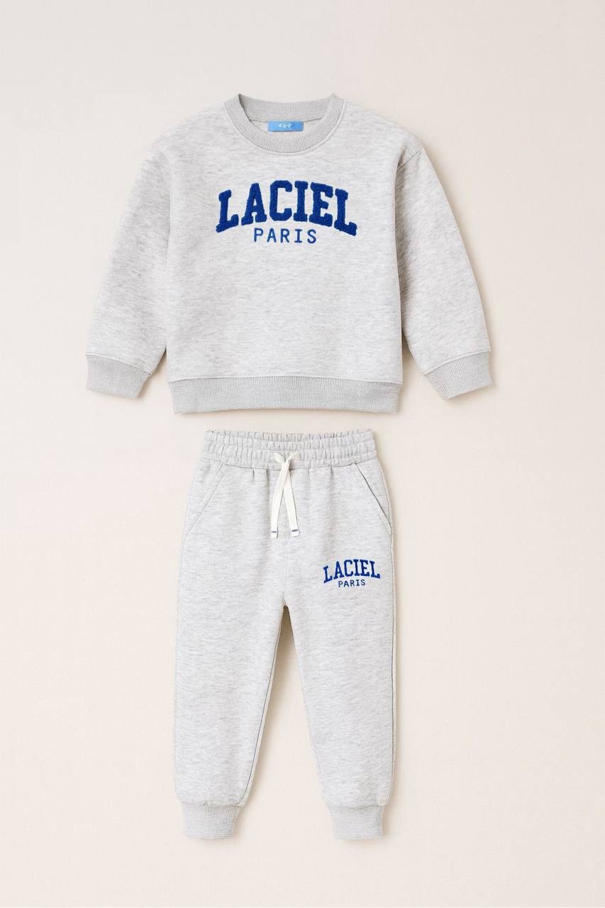2-7 Yaş Çocuk Gri Sweatshirt ve Eşofman Takımı Şardonlu