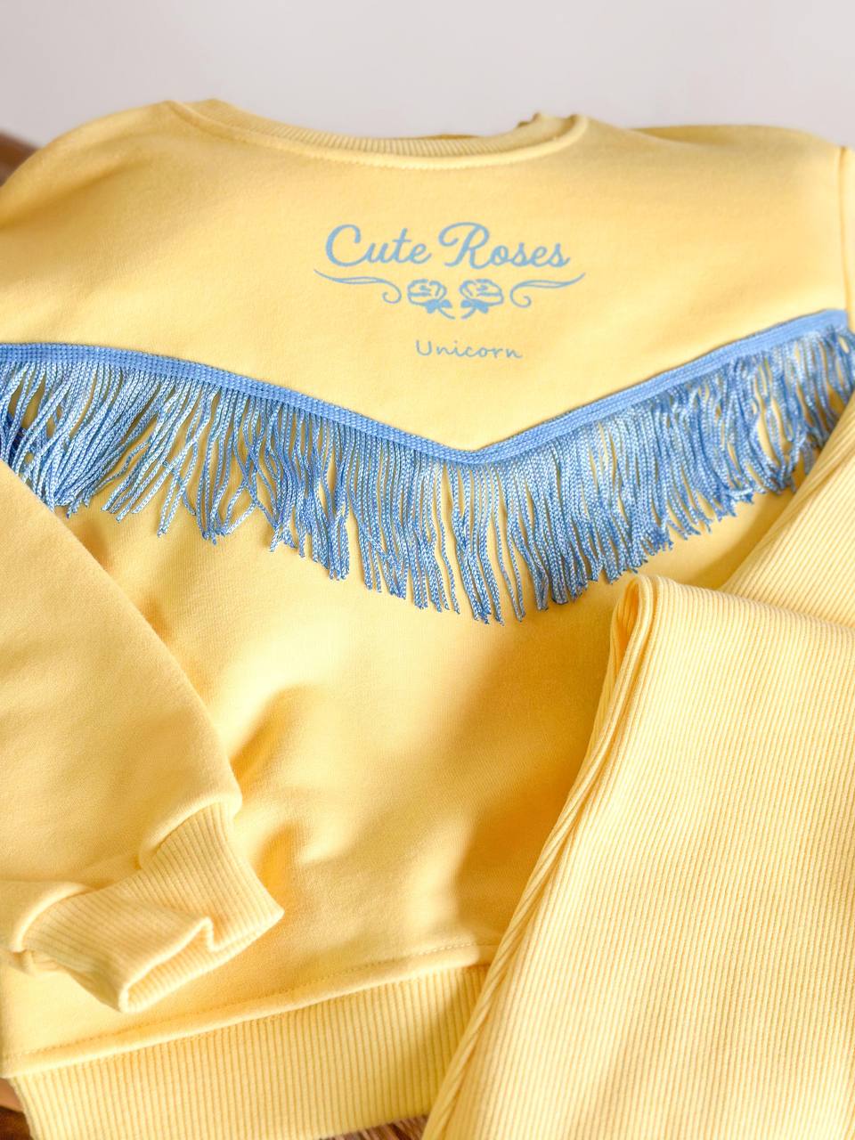 2-8 Yaş Kız Çocuk Püsküllü Cute Roses İkili Takım