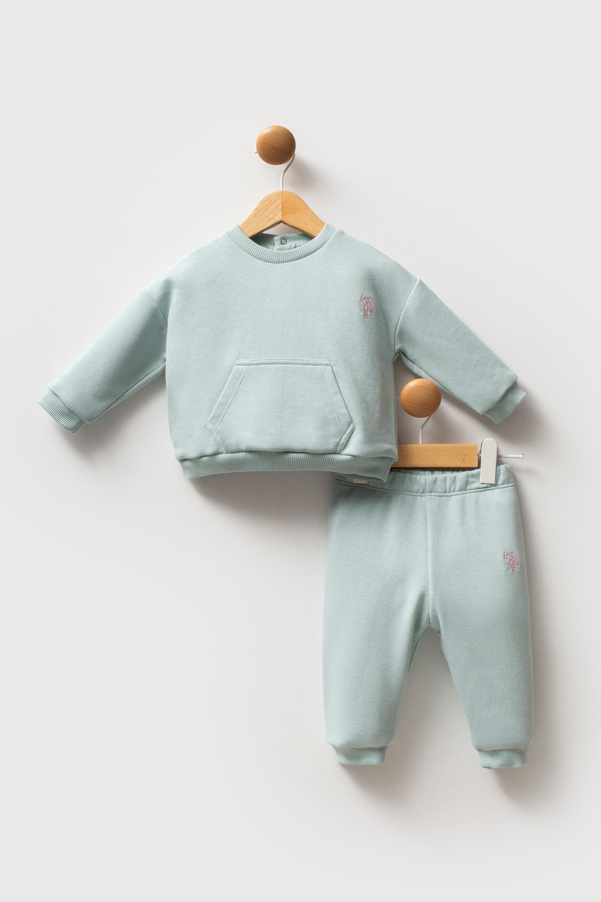 6-36 Ay Kız Bebek US Polo Assn Lisanslı Mint Yeşili 2’li Takım