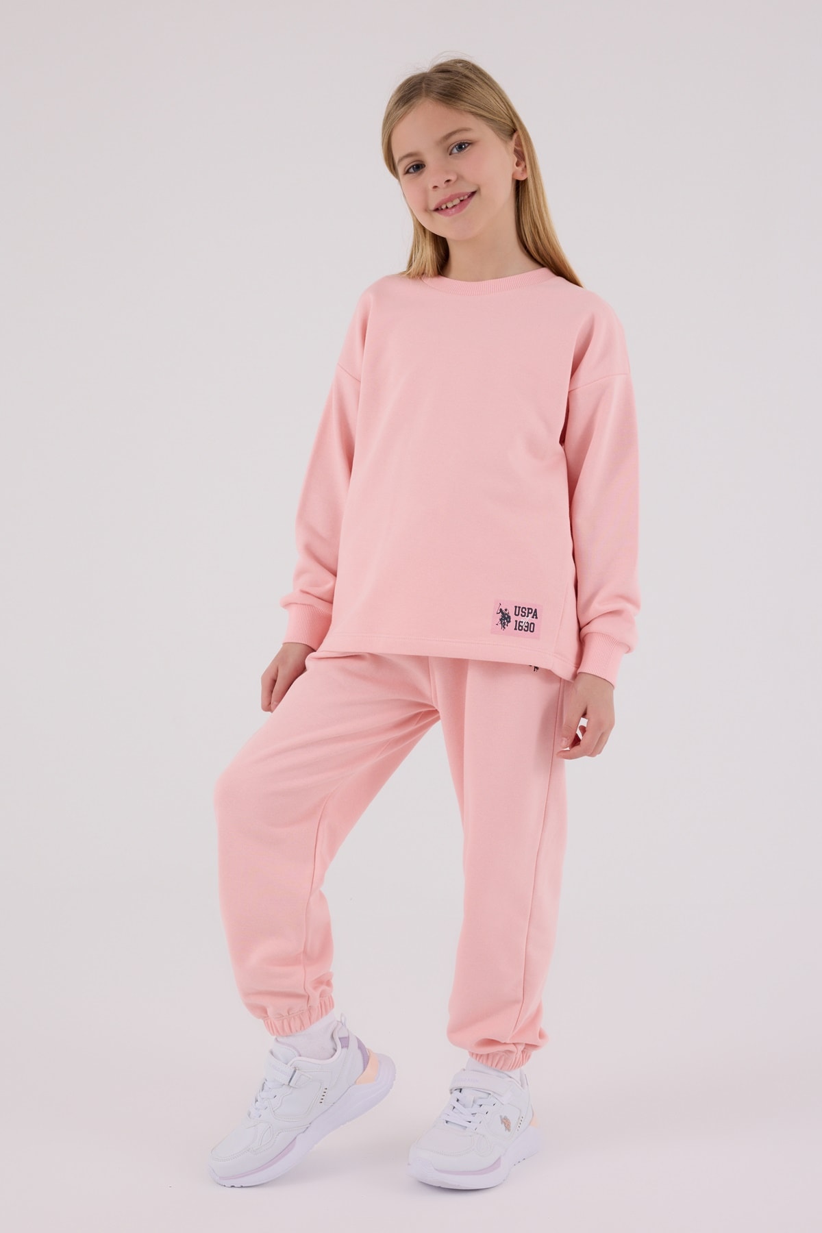 4-8 Yaş Kız Çocuk US Polo Assn Lisanslı Pembe Eşofman Takımı