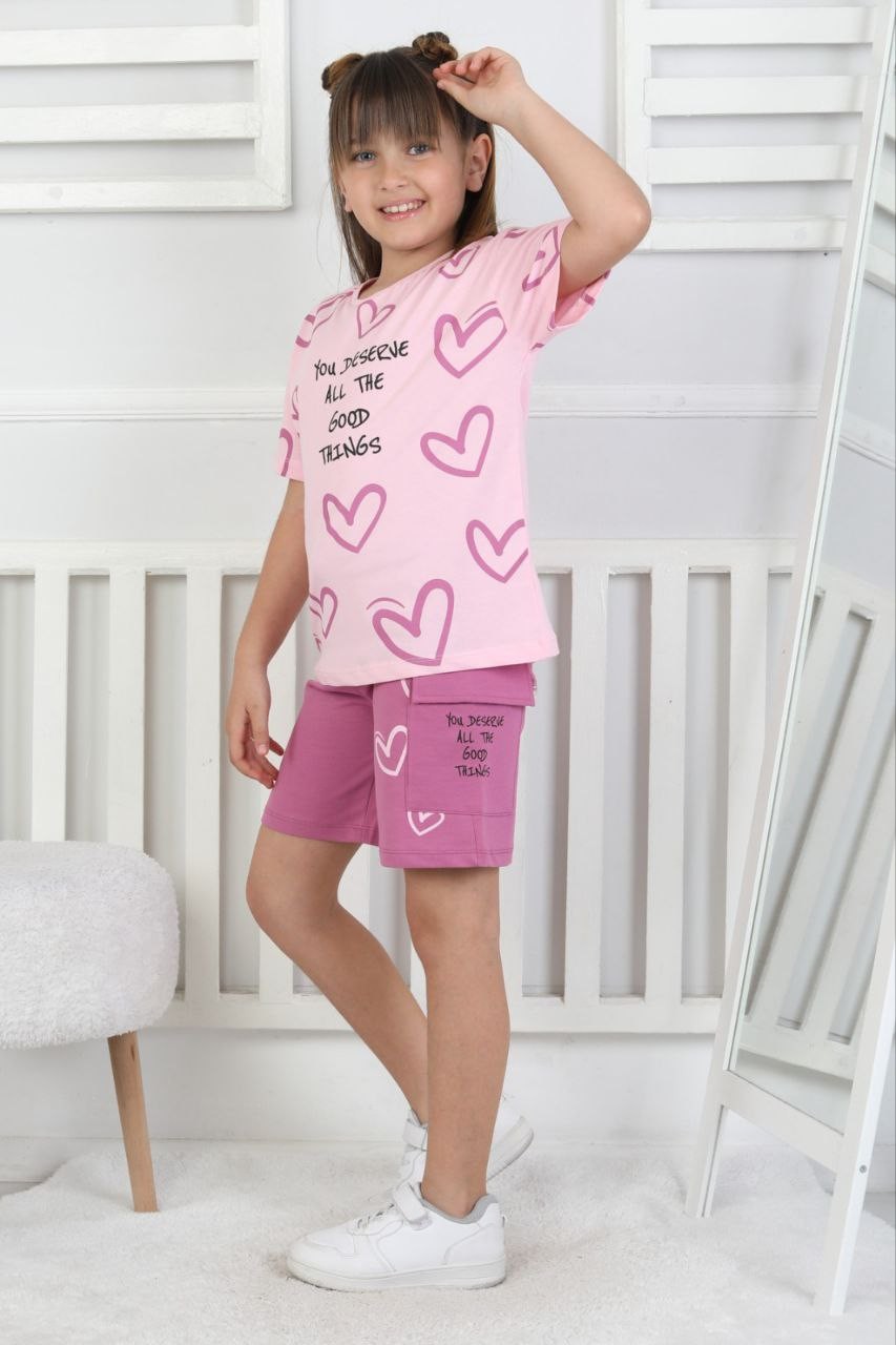 3-8 YAŞ KIZ ÇOCUK GOOD THİNG ŞORTLU SÜPREM PİJAMA TAKIM