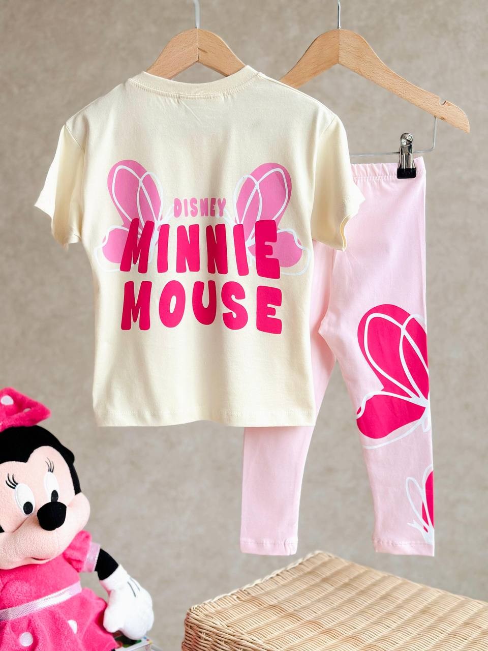2-8 YAŞ KIZ ÇOCUK MINNIE PUL PAYETLİ TAYT TAKIM