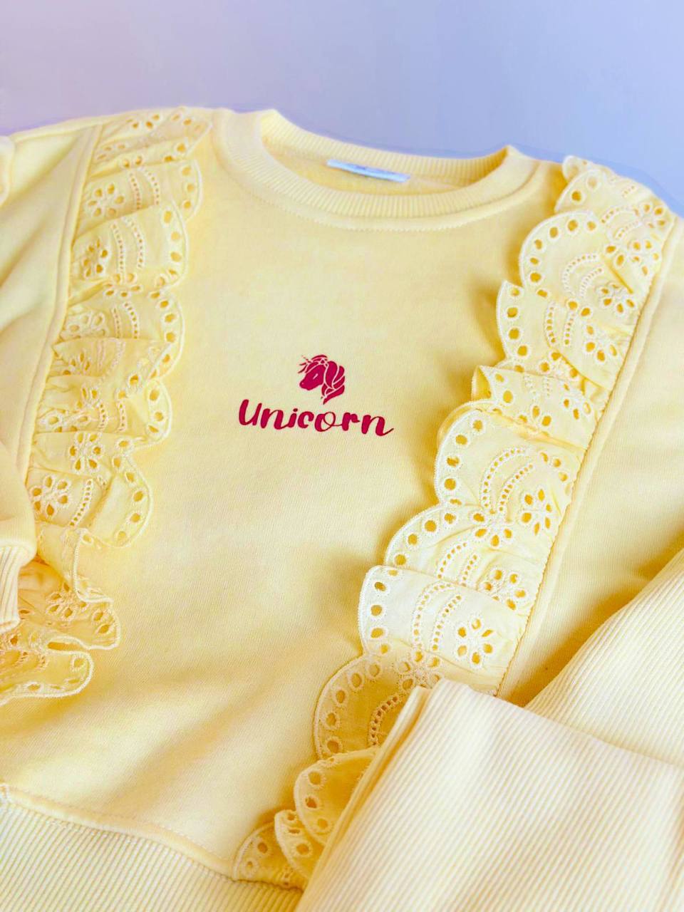 2-8 Yaş Kız Çocuk Unicorn Dantelli Eşofman Takımı