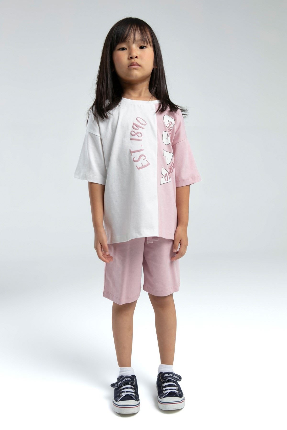 4-15 Yaş Lisanslı Us Polo ASSN Kız Çocuk Takım-Pembe