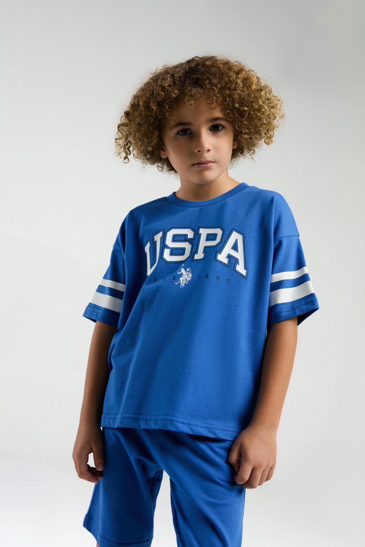 9-15 Yaş Lisanslı Us Polo ASSN Erkek Çocuk Takım-Saks