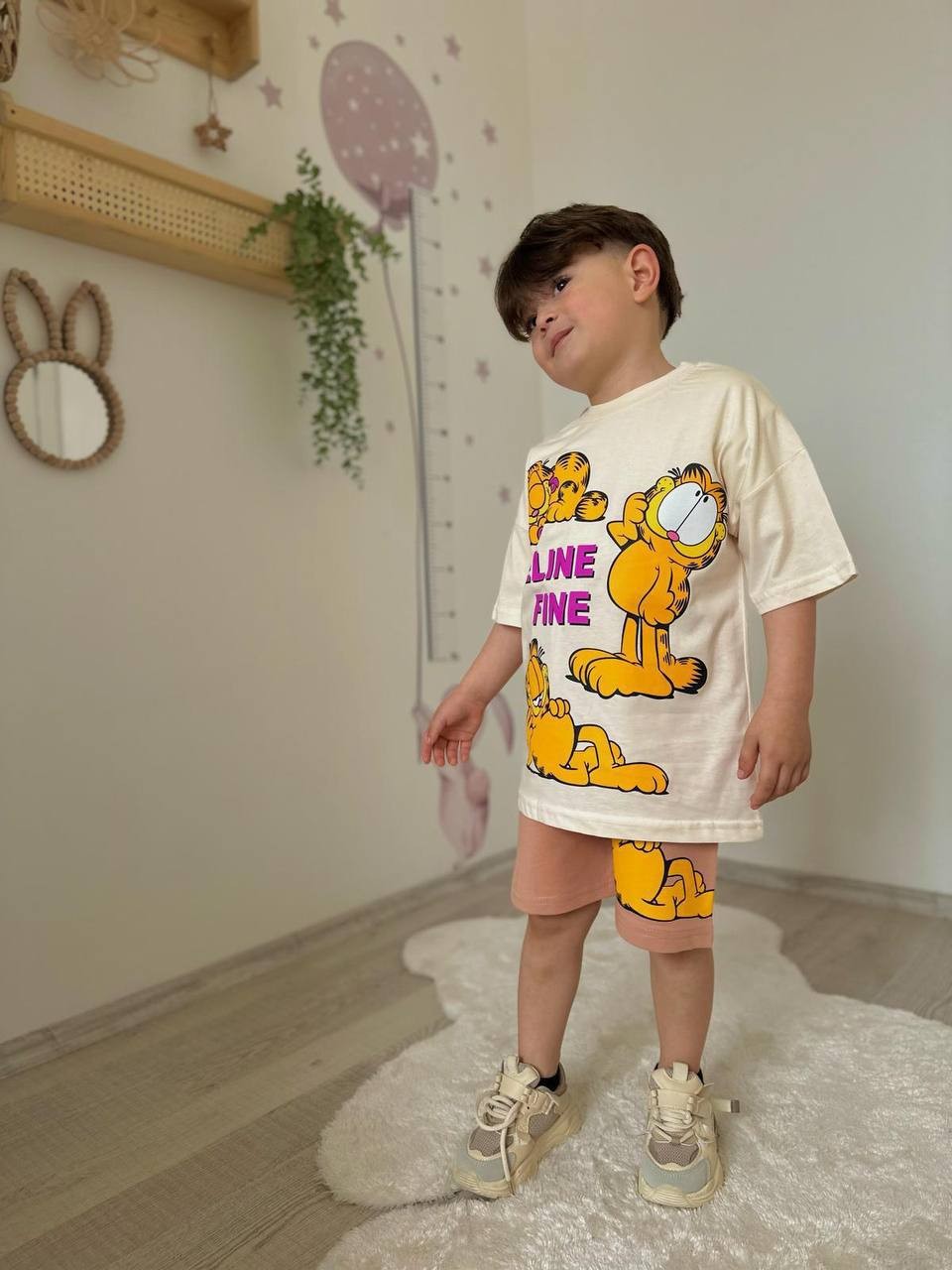 3-10 YAŞ ERKEK ÇOCUK GARFİELD FELİNE FİNE ŞORT TAKIM