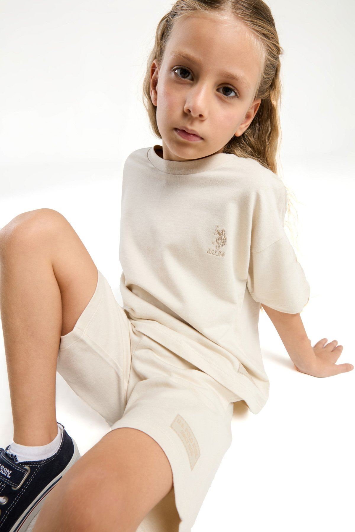 4-8 Yaş Lisanslı Us Polo Assn Kız Çocuk Takım-Bej 2090