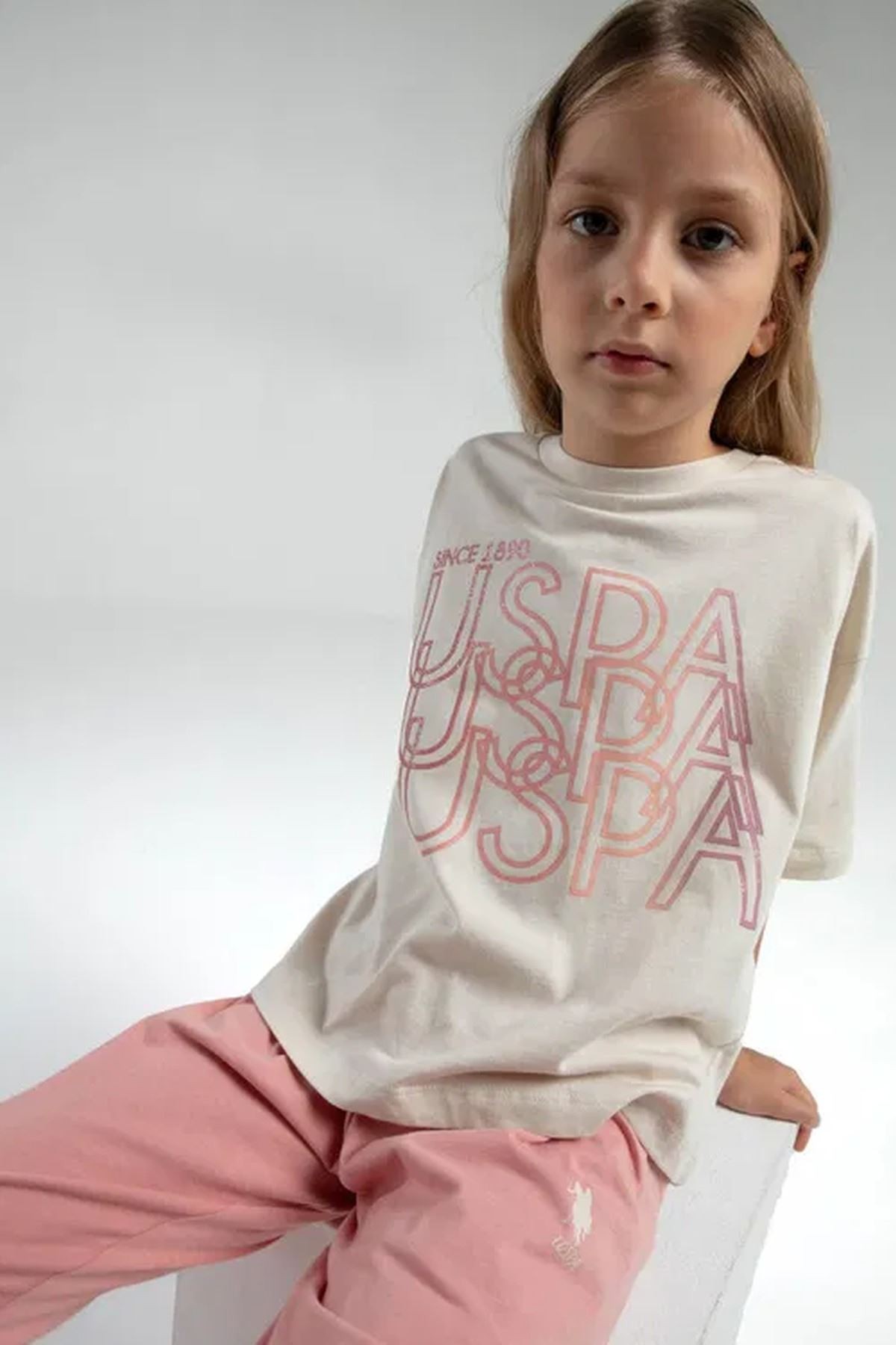 9-15 Yaş Lisanslı Us Polo Assn Kız Çocuk Takım-Krem