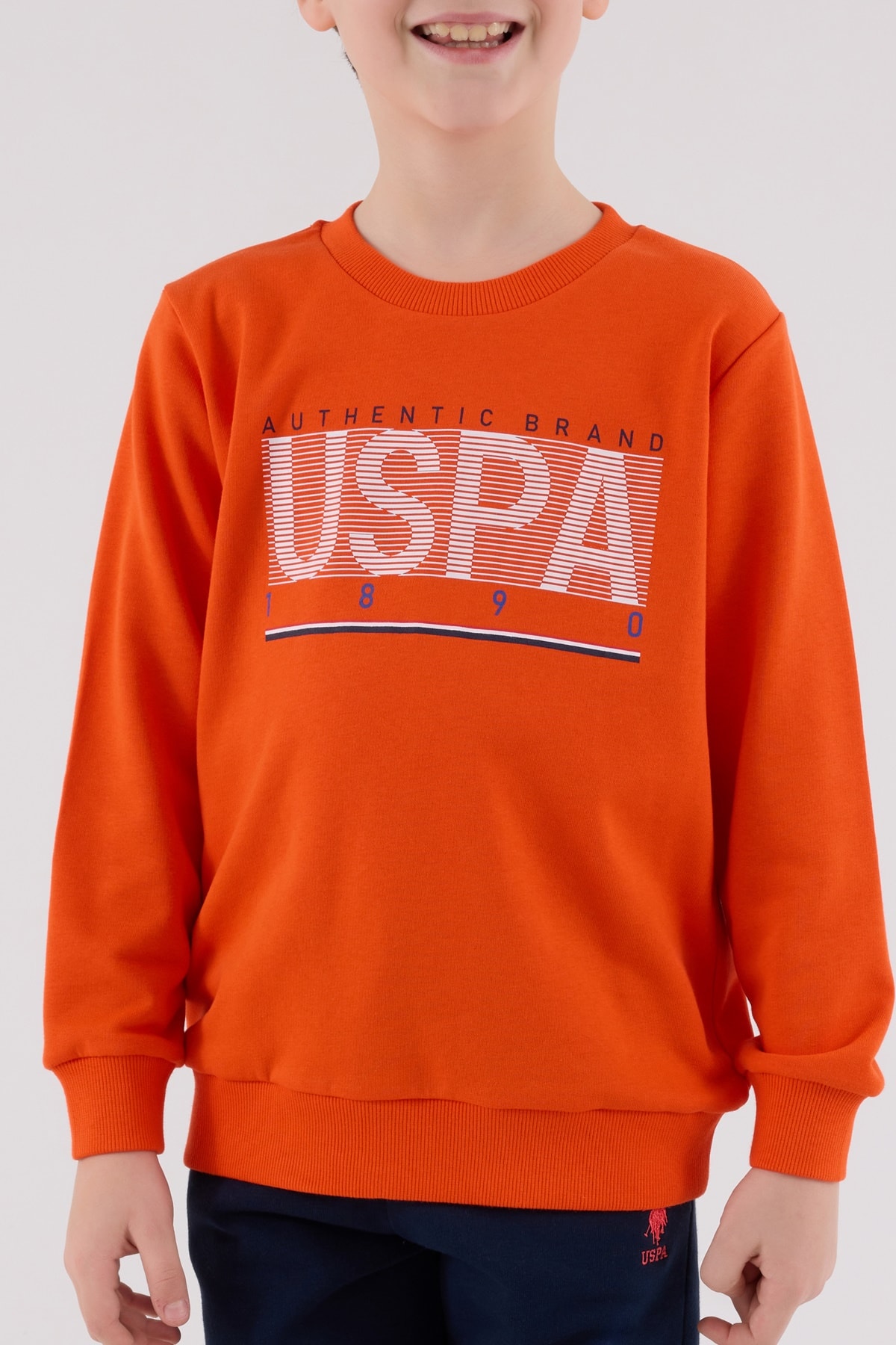 4-8 Yaş Erkek Çocuk US Polo Assn Lisanslı Turuncu-Lacivert Eşofman Takımı
