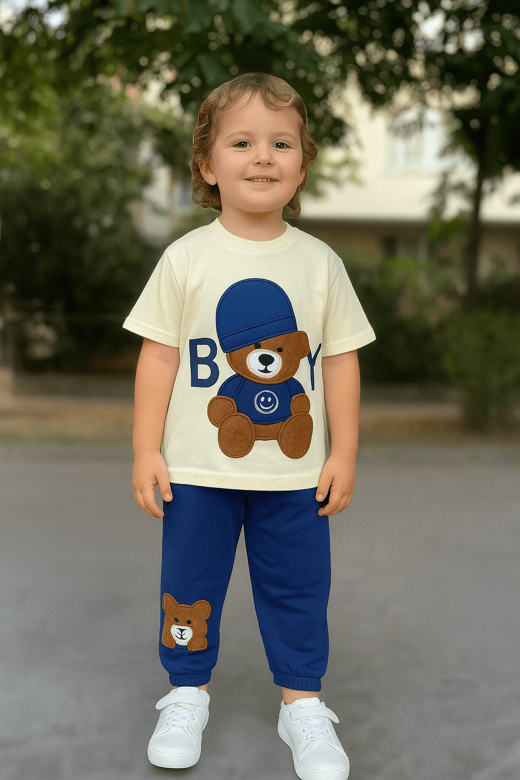 2-8 YAŞ ERKEK ÇOCUK BOY SMİLE 3D TSHİRT TAKIM