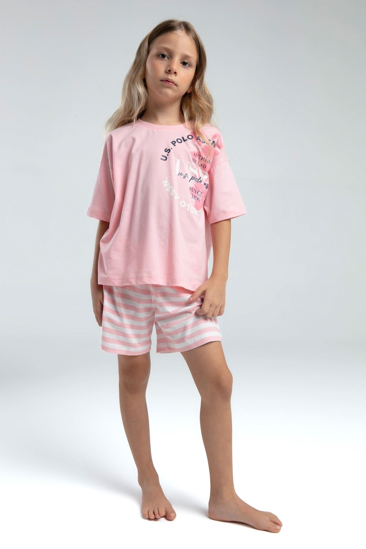 4-15 Yaş Lisanslı Us Polo Assn Kız Çocuk Takım-Pembe 2073