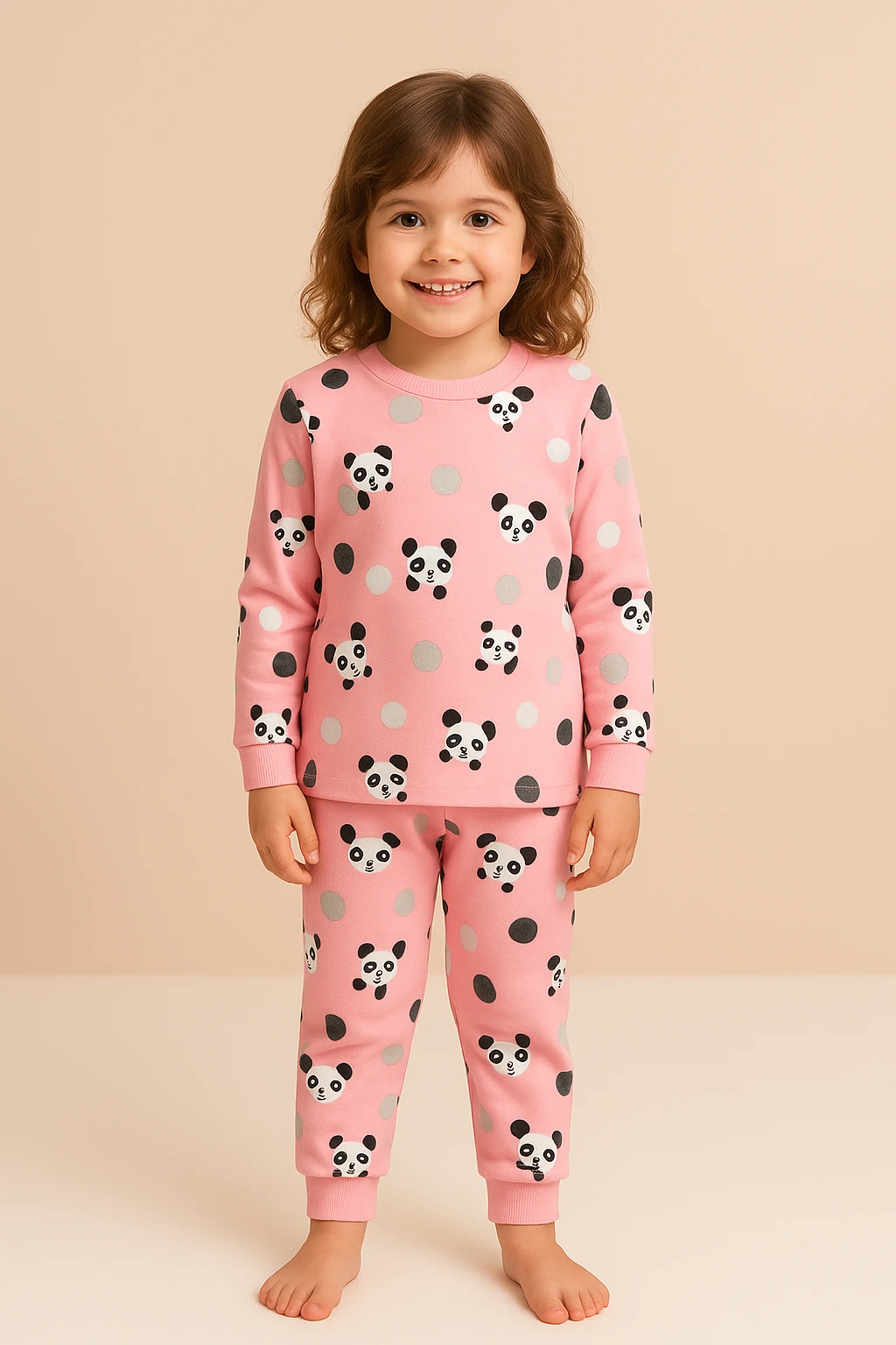 3-13 Yaş Kız Çocuk Panda Desenli Pijama Takımı