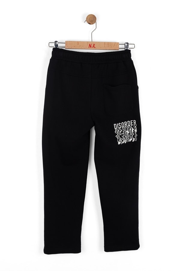 8-14 Yaş Erkek Çocuk Disorder Baskılı Siyah Sweatshirt ve Eşofman Altı Takım